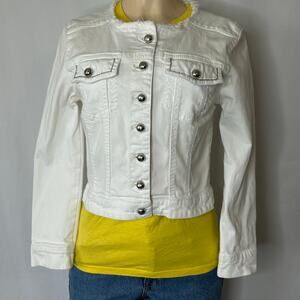 Cache White Denim Jacket with Silver Buttons